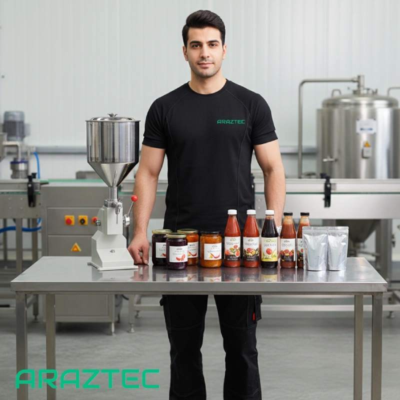 دستگاه پرکن مایعات رقیق و غلیظ دستی 5-50 میلی لیتر مدل F7 آرازتک