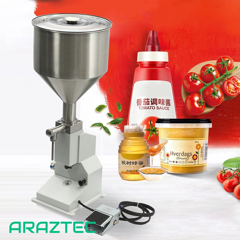 دستگاه پرکن مایعات رقیق و غلیظ فول پنوماتیک 5 الی 60 میلی لیتر مدل F8 آرازتک