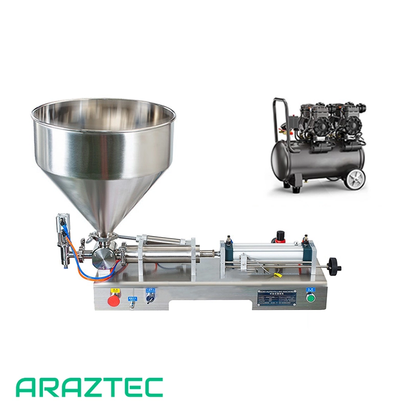 دستگاه پرکن مایعات رقیق و غلیظ پنوماتیک ظرفیت 30 الی 500 میلی لیتر مدل F1 آرازتک