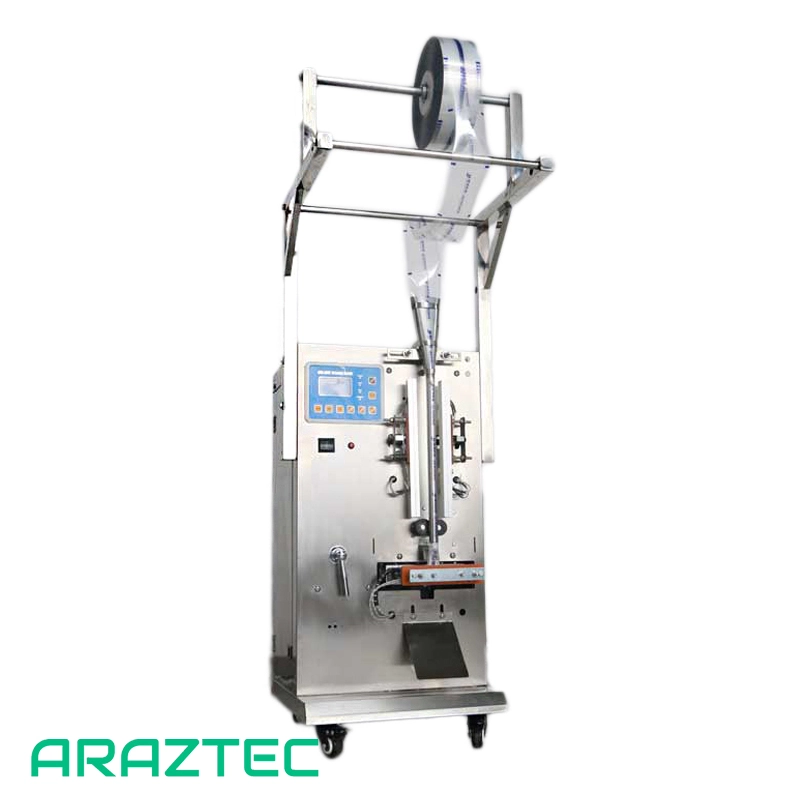 دستگاه پرکن بسته بندی ساشه ظرفیت 10-200 میلی لیتر سه طرف دوخت مایعات رقیق مدل S1 آرازتک