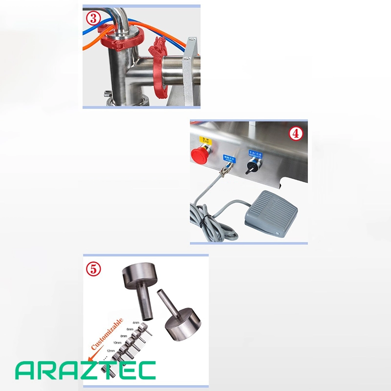 دستگاه پرکن مایعات ۱۰ الی ۱۰۰ میلی لیتر پنوماتیک دارای سیستم مکش از مخزن مایع تک نازل مدل F9 آرازتک