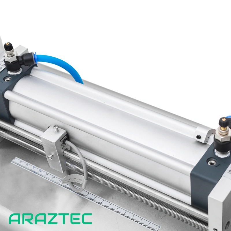 دستگاه پرکن مایعات ۱۰ الی ۱۰۰ میلی لیتر پنوماتیک دارای سیستم مکش از مخزن مایع تک نازل مدل F9 آرازتک