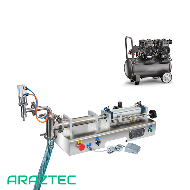 دستگاه پرکن مایعات ۱۰ الی ۱۰۰ میلی لیتر پنوماتیک دارای سیستم مکش از مخزن مایع تک نازل مدل F9 آرازتک