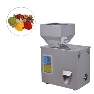 دستگاه پرکن پودر و گرانول 0.1 الی 100 گرم دارای سنسور چشمی، پدال، ویبره و کاپ تخلیه استیل مدل FP2 آرازتک