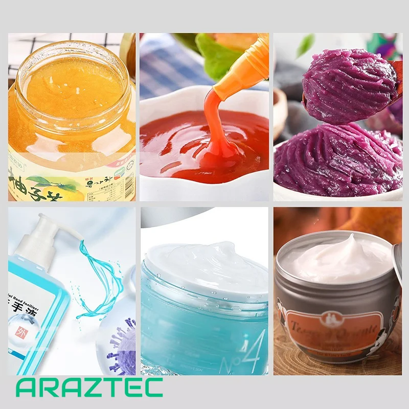 دستگاه پرکن مایعات رقیق و غلیظ پنوماتیک به همراه مخزن مخصوص دارای همزن و سیستم گرمکن ظرفیت 30 الی 500 میلی لیتر مدل F12 آرازتک