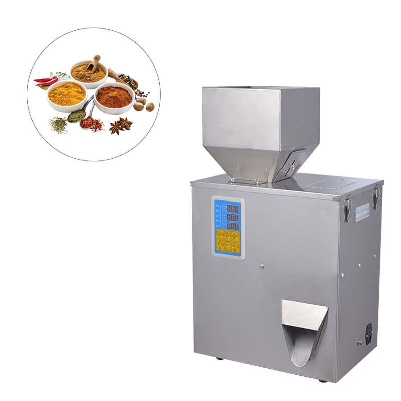 دستگاه پرکن پودر و گرانول 1 الی 500 گرم – دارای سنسور چشمی، پدال، ویبره و کاپ تخلیه استیل مدل FP3