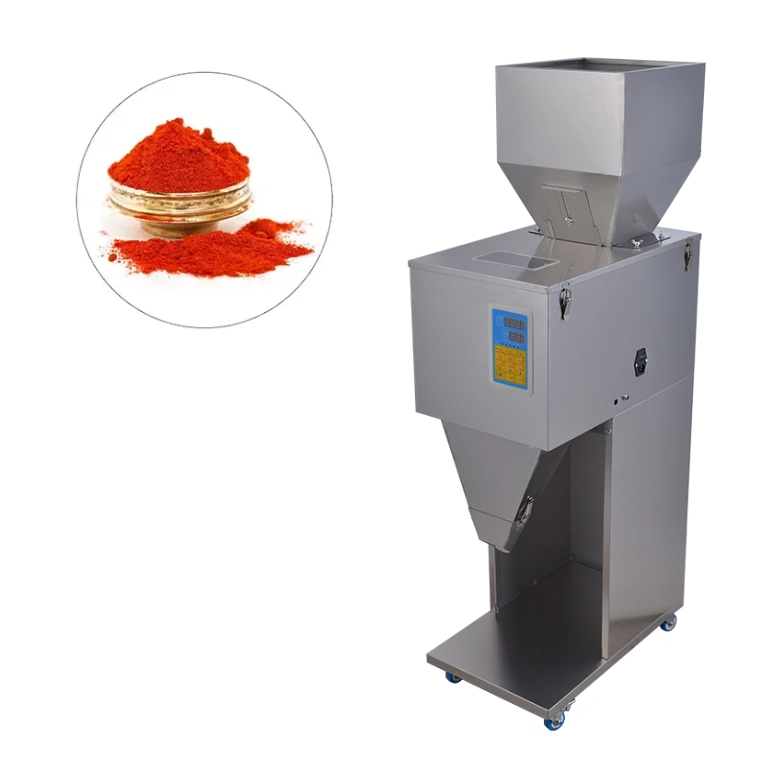 دستگاه پرکن پودر و گرانول 10 الی 1000 گرم دارای پدال، ویبره، کنترل دریچه و کاپ تخلیه استیل مدل FP4 آرازتک