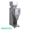 دستگاه پرکن پودر و گرانول 10 الی 1000 گرم دارای پدال، ویبره، کنترل دریچه و کاپ تخلیه استیل مدل FP4 آرازتک