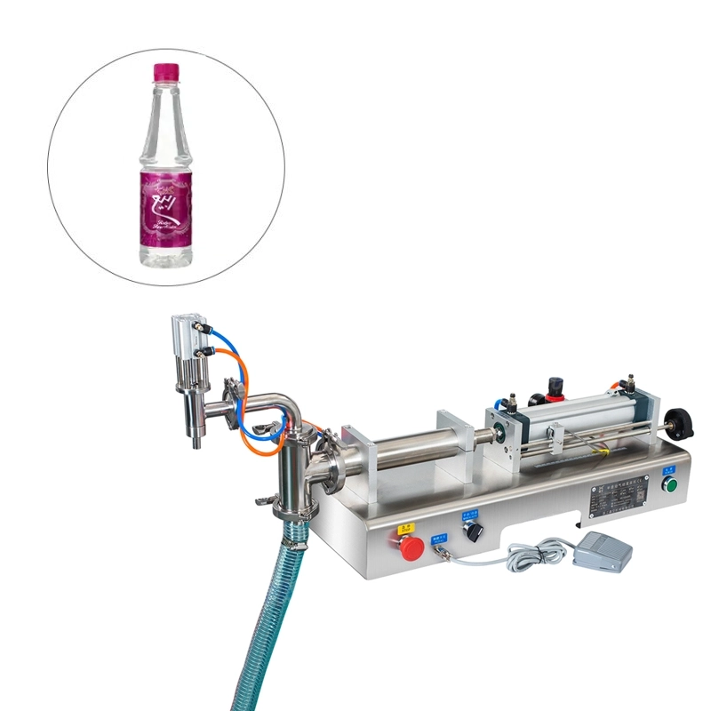 دستگاه پرکن مایعات 500 الی 3000 میلی لیتر پنوماتیک دارای سیستم مکش از مخزن مایع تک نازل مدل F16 آرازتک