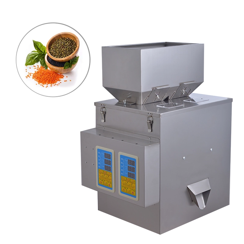 دستگاه پرکن پودر و گرانول 0.1 الی 100 گرم دو توزین دارای سنسور چشمی، پدال، ویبره و کاپ تخلیه استیل مدل FP10 آرازتک