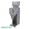 دستگاه پرکن پودر و گرانول 10 الی 1500 گرم دارای پدال، ویبره، کنترل دریچه و کاپ تخلیه استیل مدل FP19 آرازتک