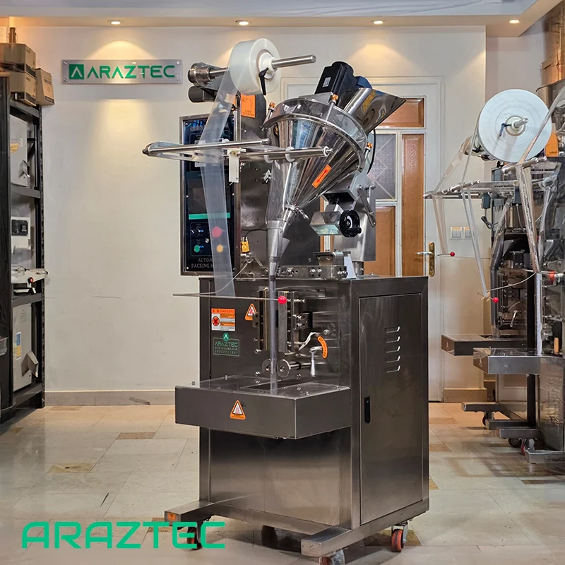 دستگاه پرکن بسته بندی ساشه ماردونی تمام اتوماتیک 1-200 گرم سه طرف دوخت پودری مدل S32 سری 320 آرازتک