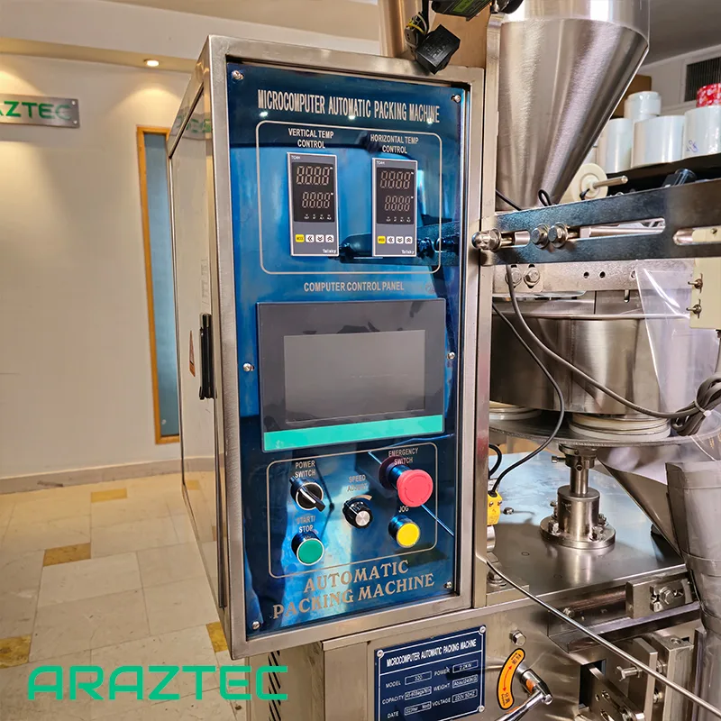 دستگاه پرکن بسته بندی ساشه تمام اتوماتیک 1-200 گرم بک سیل گرانول مدل S36 آرازتک