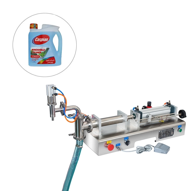 دستگاه پرکن مایعات 1000 الی 5000 میلی لیتر پنوماتیک دارای سیستم مکش از مخزن مایع تک نازل مدل F30 آرازتک