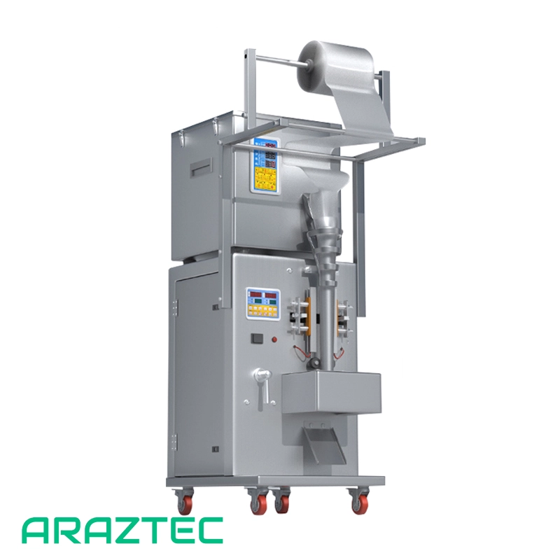 دستگاه پرکن بستهبندی ساشه شمارشی 1-100 عدد سهطرف دوخت تک توزین گرانول مدل S43 آرازتک