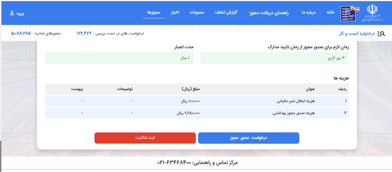 درخواست صدور مجوز